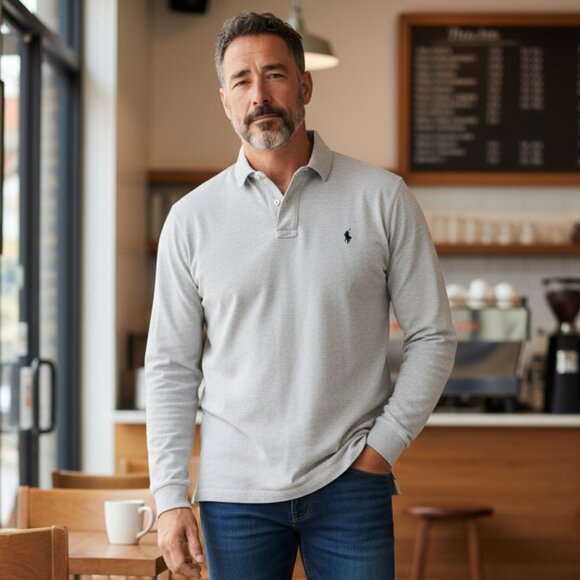 Polo Ralph Lauren Other - Ralph Lauren Polo Shirt Men's 2XL Tall Long Sleeve Heathered Cream Shirt